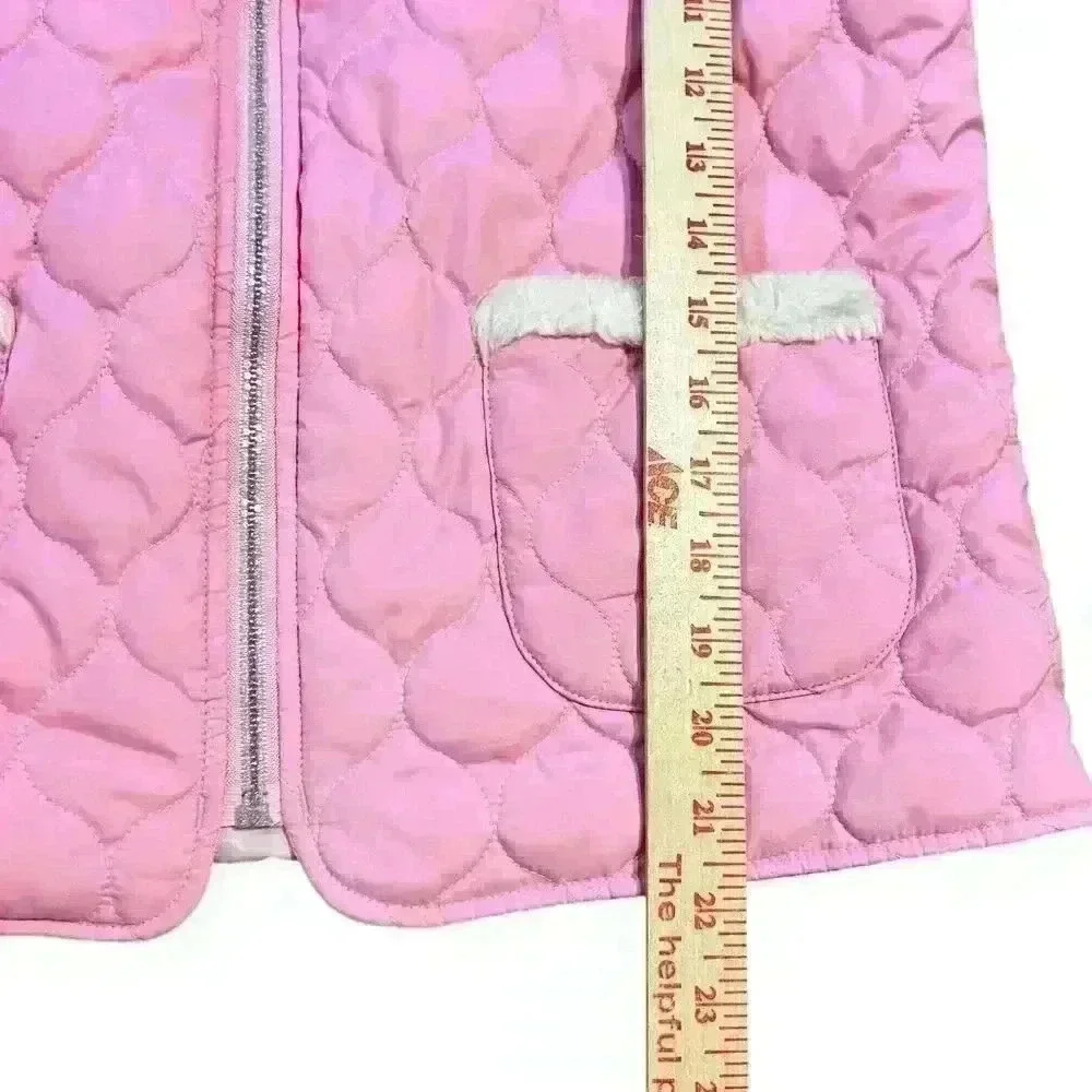 Hanna Andersson Girls Pink Fleece Lined Puffer Vest Size 160 (14) Warm Winter